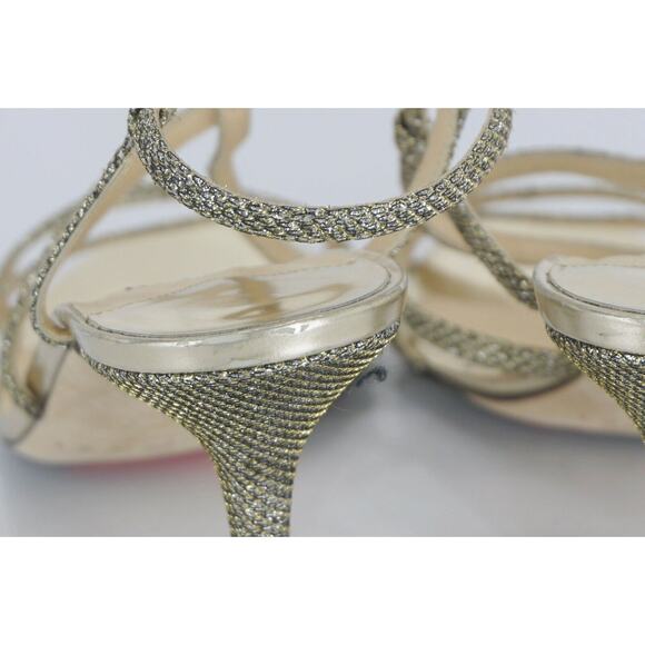 Jimmy Choo Gold Glitter Lame Elaine Strappy Sandals Size 36.5 High heels $595 - Picture 11 of 12